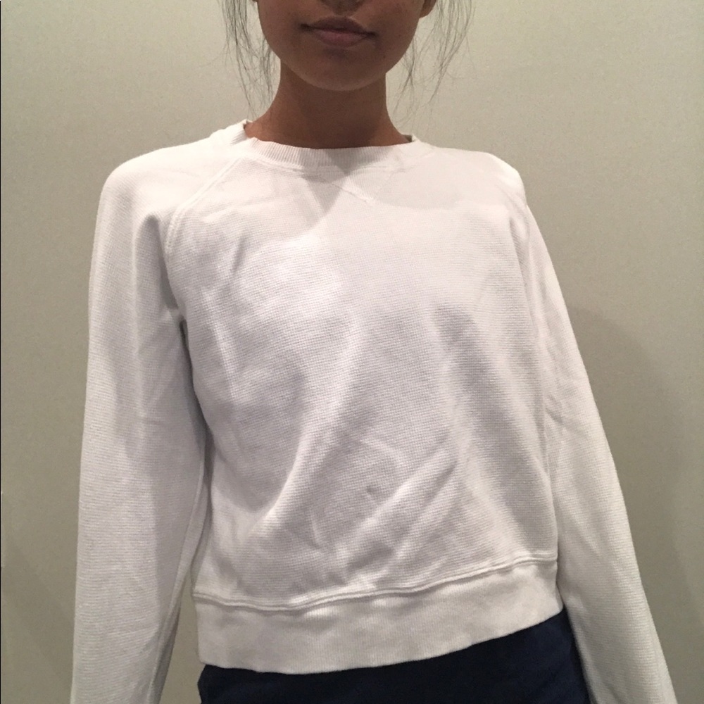 brandy melville white thermal crewneck